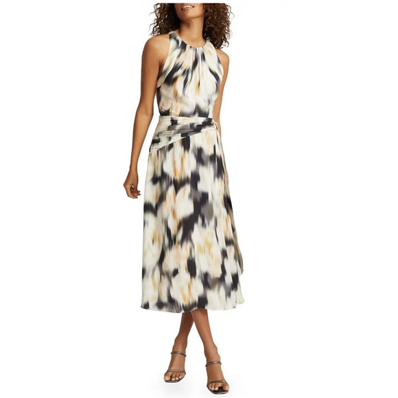 Reiss Gisele Strappy Back Midi Dress Multi Size 8